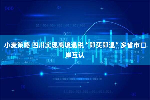 小麦策略 四川实现离境退税“即买即退”多省市口岸互认
